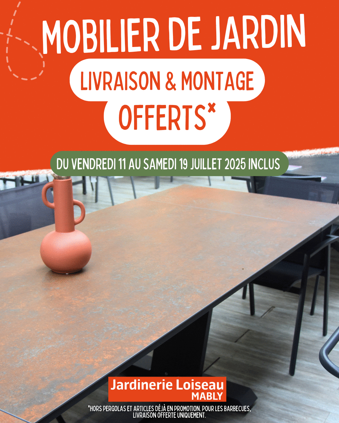 Livraison & montage offerts sur le mobilier de jardin ! ☀️
