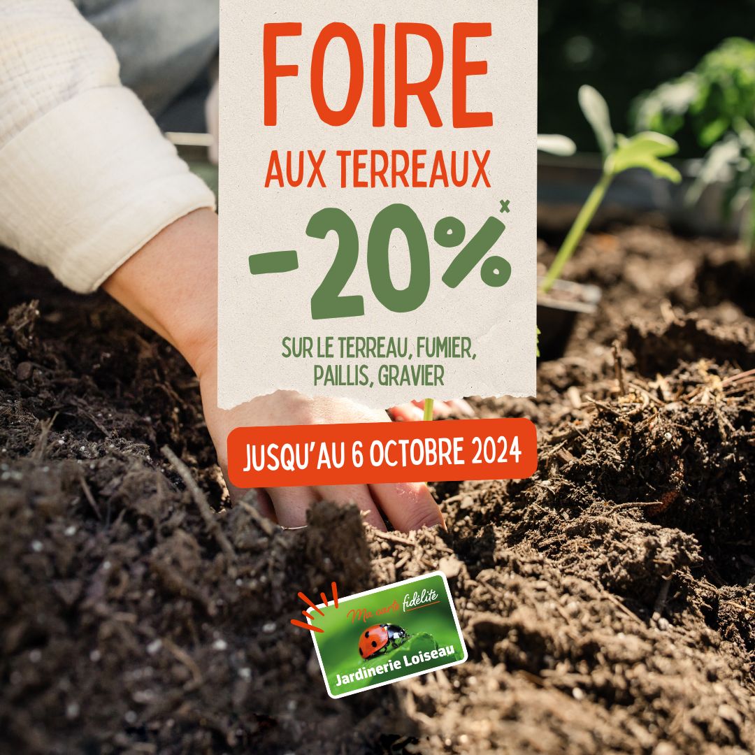  -20% sur le rayon terreau, fumier, paillis et gravier*